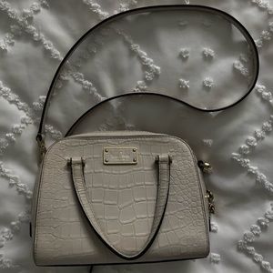 Kate Spade handbag with alligator print & white gold plated hardware